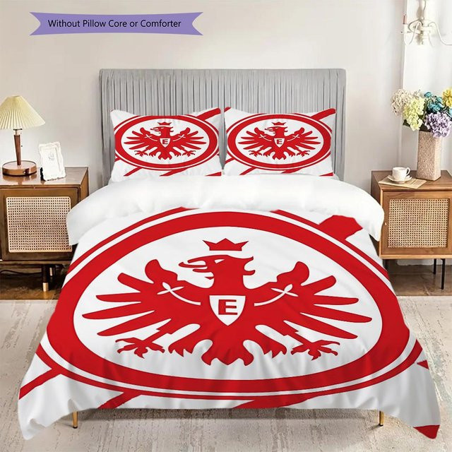 Manus Home Eintracht Frankfurt Bettwäsche Set Weiß, 1 Bettbezug und 2 Kissenbezüge, Breite: 135 cm, Länge: 200 cm - Bild 1