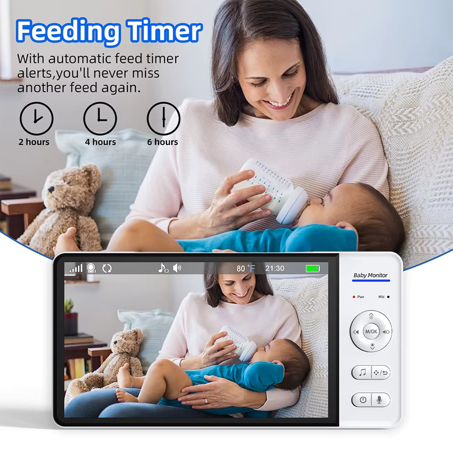 Cdycam Video-Babyphone mit 7-Zoll-Bildschirm in Weiß, ohne WLAN mit Nachtsicht, Temperaturüberwachung und Zwei-Wege-Audio - Bild 3
