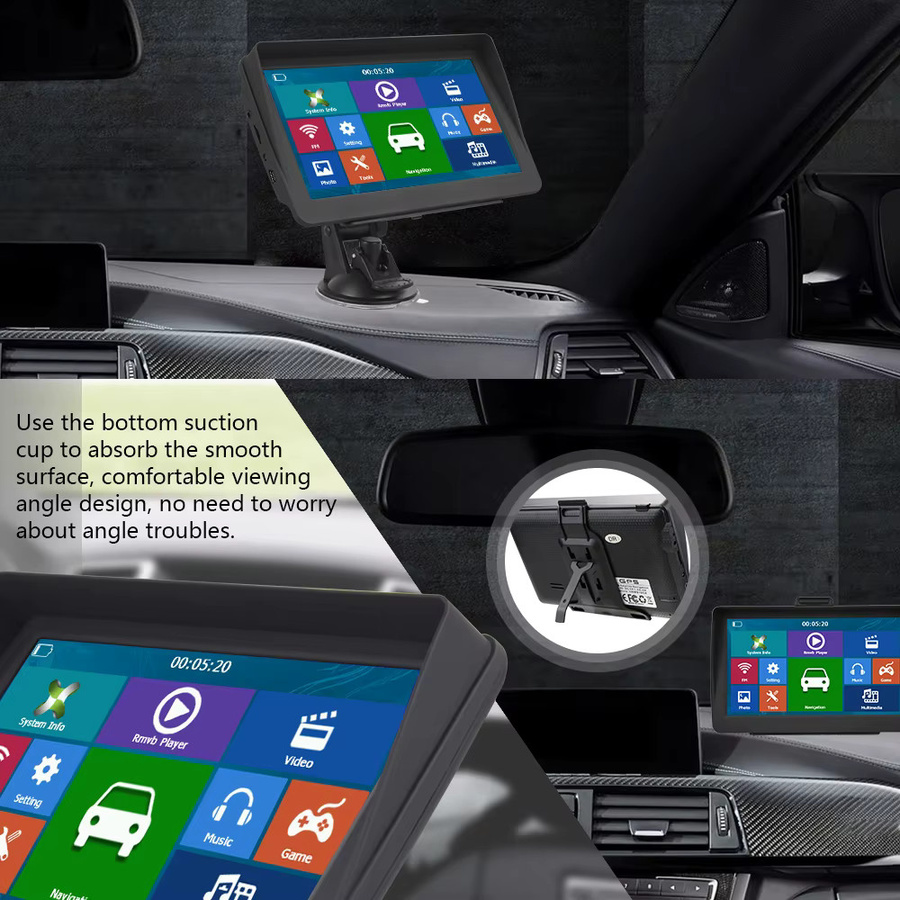 Podofo Auto GPS Navigator mit 7 Zoll Kapazitivem Touchscreen, 8GB ROM, FM Radio, MP3/MP4 Unterstützung und USB/SD-Kartenslot in Schwarz - Bild 2