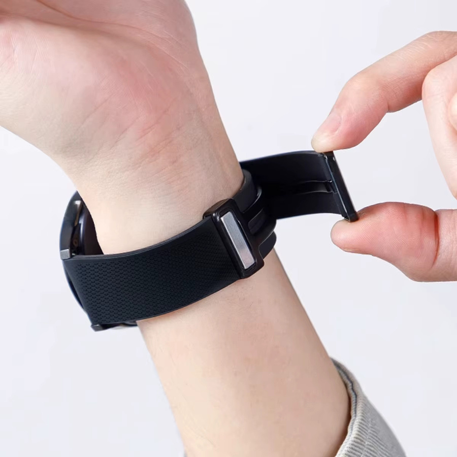 OAKCHARM Uhrenarmband Silikon, Magnetschnalle, Schwarz, Samsung Galaxy Watch 8 44/40 mm - Bild 3