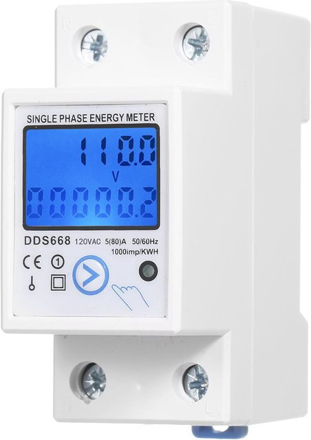 TOMTOP AC 230V Einphasen-Energiezähler mit Reset-Taste und Hintergrundbeleuchtung in Weiß - Bild 1