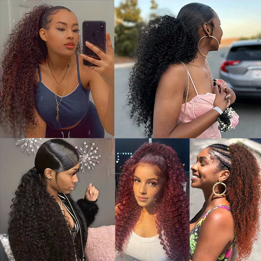 Newmi Pferdeschwanz-Extensions, lockig, Echthaar, Damen - Bild 6