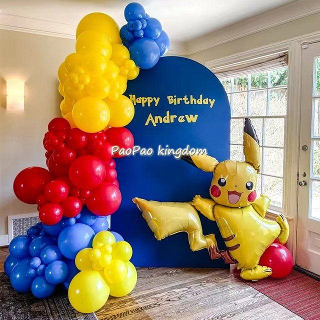 Potdemiel Pokemon Pikachu Girlande Bogen Folie Ballons Set - Bild 1