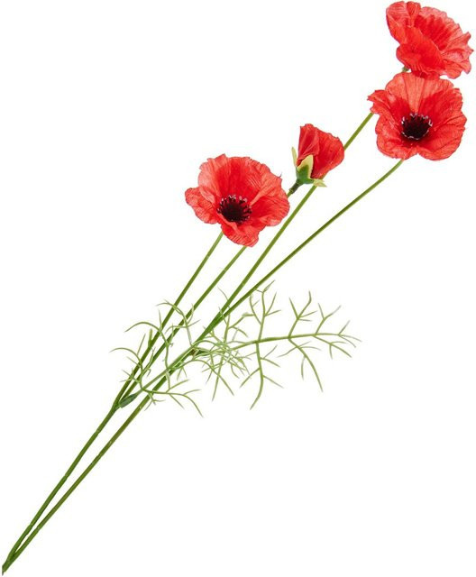 Künstlicher Mohn-Pick mit 4 Blüten in Multicolor - Bild 1