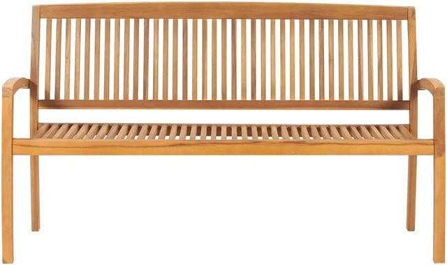 vidaXL Stapelbare 3-Sitzer Gartenbank aus Massivholz Teak in Braun, B: 159 cm, H: 90 cm, T: 57,5 cm - Bild 1