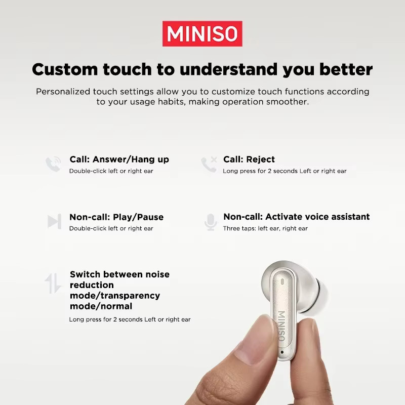 MINISO MS106 Bluetooth-Kopfhörer mit AI Translator, TWS Ohrclip Sport-Kopfhörer mit Rauschunterdrückung in Blau - Bild 2