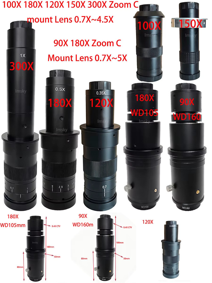 VBNM Zoom C-Mount Objektiv mit M42 Anschluss für Video Mikroskope und Kameras, Schwarz, Zoomfaktor 0,7X bis 4,5X - Bild 2