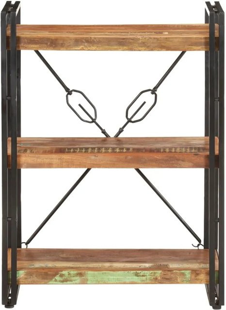 vidaXL Bücherregal aus Massivholz und pulverbeschichtetem Stahl im Industriestil, Braun, B/T/H: 60 x 30 x 80 cm - Bild 1