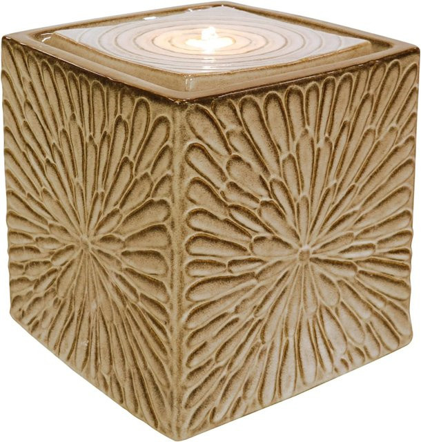 Granimex Keramik-Tischbrunnen Jaredo in Cream Stone mit LED-Beleuchtung und Pumpe, Wolkenmuster, beige - Bild 1