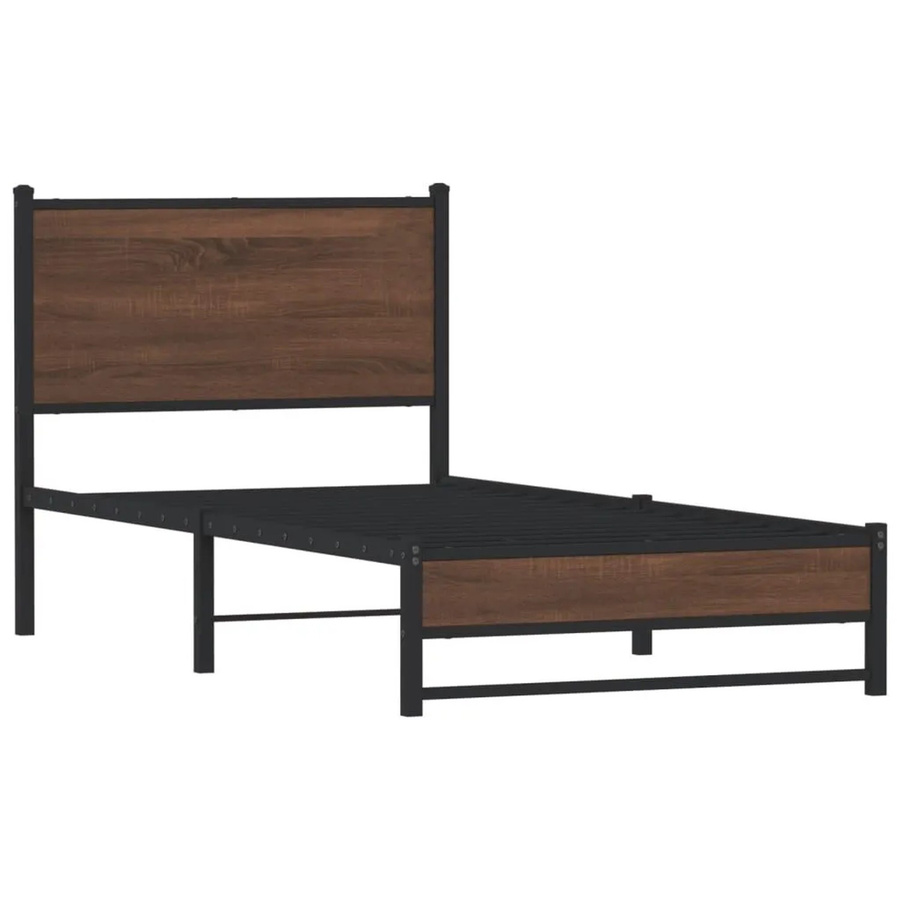 vidaXL Metallbett in Braun Eichen-Optik ohne Matratze, B/T/H: 80 x 196 x 91,5 cm - Bild 2