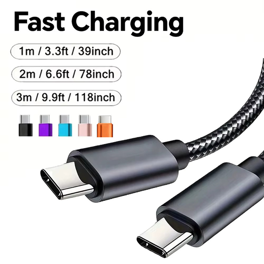 VBNM USB-C zu USB-C Schnellladekabel 60W aus geflochtenem Nylon in Schwarz - Bild 4