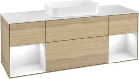 V&B Waschtischunterschrank Finion Wandbeleuchtung in Weiß mit Eichenregal, Breite: 160 cm - Bild 1