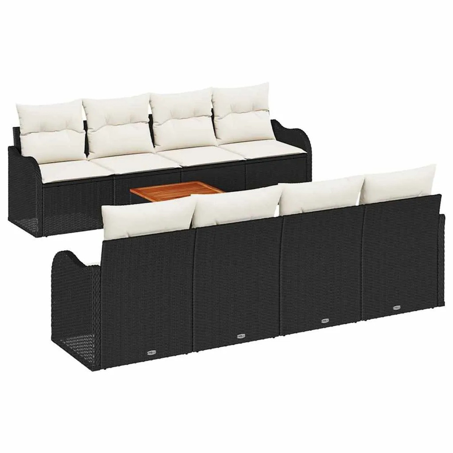 vidaXL Garten-Sofa-Set 9-teilig aus Polyrattan in Schwarz-Weiß mit Stauraum und Tisch - Bild 2