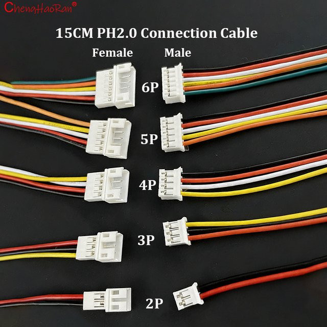 ChengHaoRan Anschlusskabel Set in Mehrfarben mit 2P bis 6P Steckern und Buchsen, Länge: 15 cm, PH2.0mm Luftanschlusskabel für Batterie und Stromversorgung - Bild 1