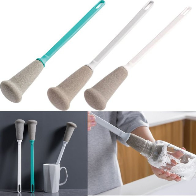 Reinigungsbürste mit langem Griff für Thermo-Becher, Glasflaschen und Weingläser, Grau, Länge: 30,5 cm - Bild 1
