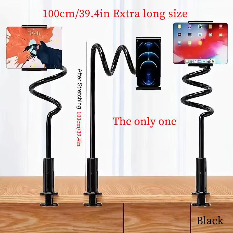 Flexible Schwanenhals-Tablet-Halterung mit 360-Grad-Clip für 10,2 bis 11 Zoll Geräte, iPad-Ständer und Telefonhalterung in Schwarz oder Weiß - Bild 3