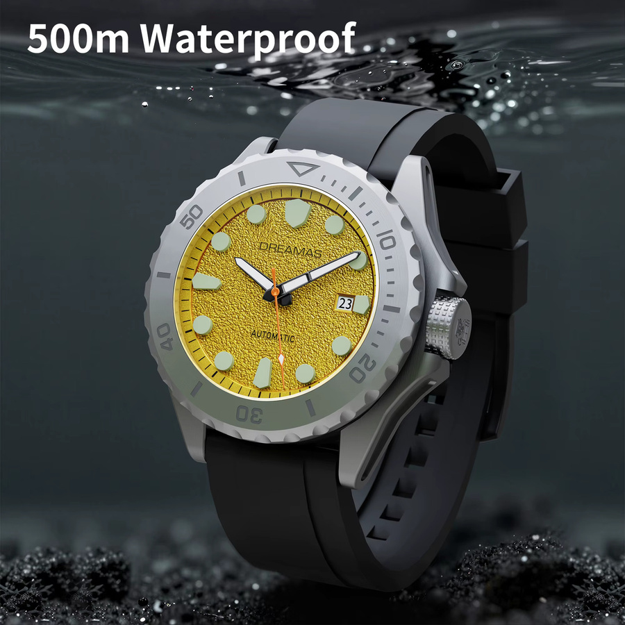 DREAMAS Automatik-Taucheruhr, Titan, Gold, Kautschuk, Herren - Bild 3