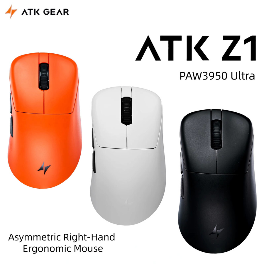 ATK Z1V2 Ultimate E-Sport Gaming Maus kabellos, PAW3950 Sensor, ultraleicht, ergonomisch rechtshändig, Schwarz - Bild 4