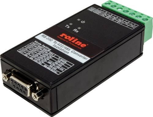 Roline RS232 nach RS422/485 Konverter für DIN Hutschiene in Schwarz (12.02.1005) - Bild 1
