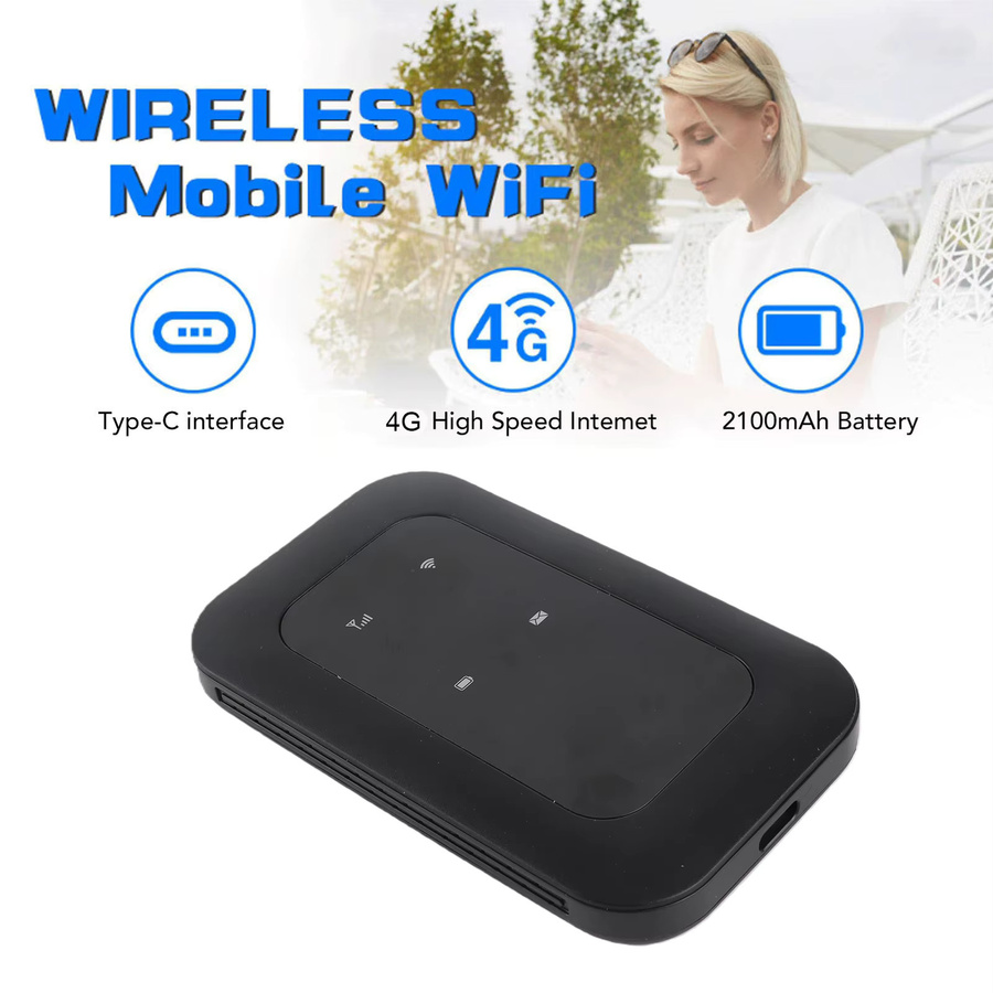 Qiilu Mobiler WLAN-Router mit 2100-mAh-Akku, 4G und 5G Unterstützung, 300 Mbit/s Hochgeschwindigkeit Hotspot in Schwarz - Bild 2