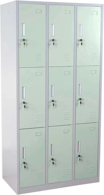 MCW Schließfach Preston T829 Schließfachschrank aus Metall mit 9 Fächern in Grün, H x B x T: 180 x 90 x 50 cm - Bild 2