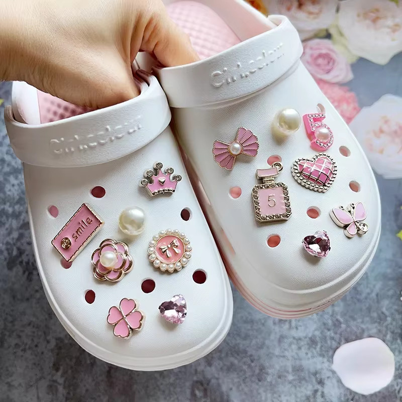 Schuh Charms Set, Rosa, Diamant, Perle, Strass, Mädchen - Bild 2