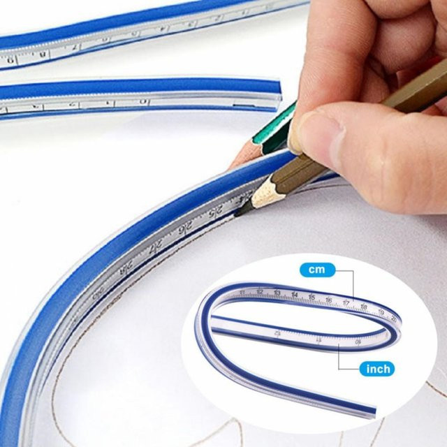 Flexibles gebogenes Lineal zum Nähen mit englischer und metrischer Skala, Länge: 30 cm - Bild 1