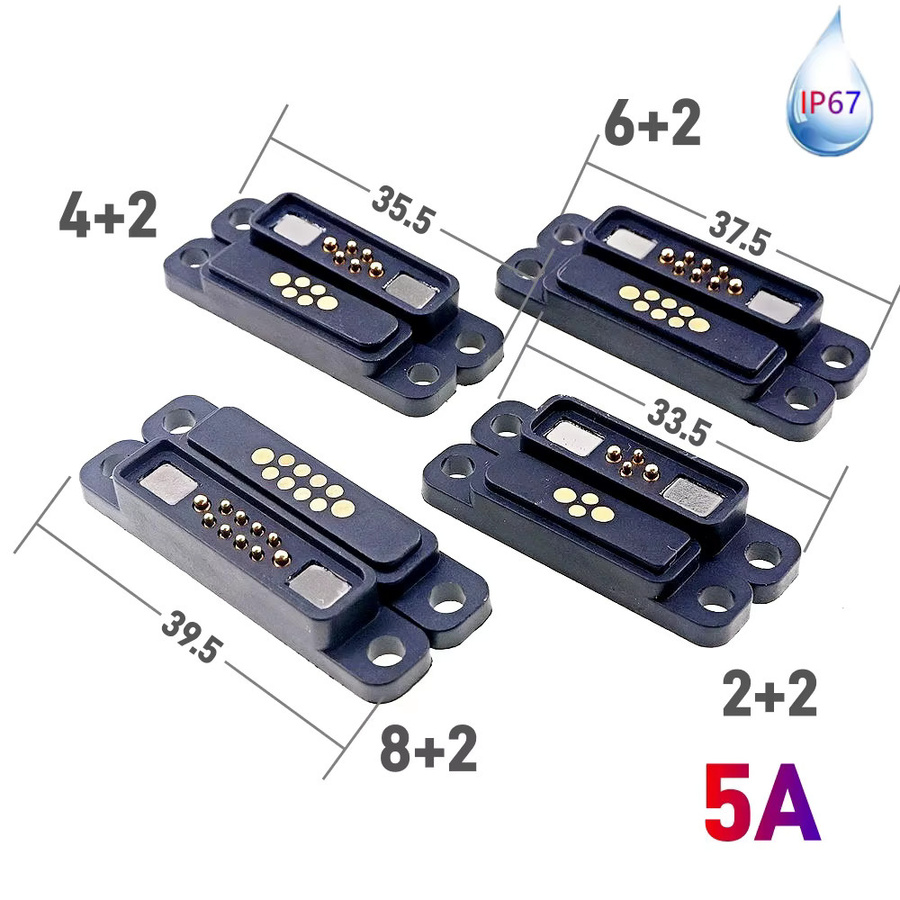 RTLECS Magnetischer Pogo-Pin-Stecker IP67 Wasserdicht 5A Hochstrom DC Power Charging Set in Schwarz - Bild 4