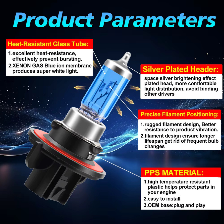 2er-Set Universal H13 Halogen Scheinwerfer Leuchtmittel mit 6000K Hyper Weiß und kühlem Blau, 12V - Bild 5