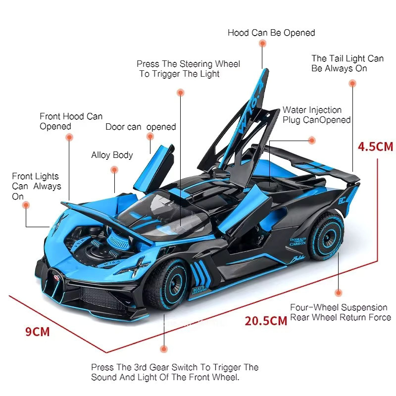 RMZ city Bolide GTR Sprühbares Automodell, Maßstab 1:24, Rennwagen Modelle - Bild 2