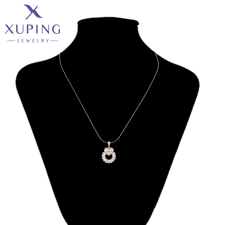 Xuping Schmuck-Set, Herz, Creolen, Ohrringe, Anhänger, Halskette, Roségold, Zirkonia, Damen - Bild 4
