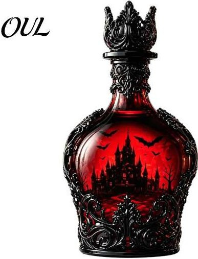 Miyadd Glas-Karaffe im gotischen Halloween-Design mit Fledermaus- und Schloss-Motiv, Schwarz, 1200 ml - Bild 1