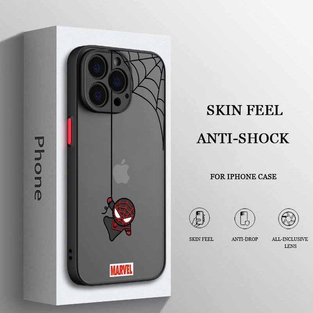 Spider-Man Handyhülle für iPhone 11 bis iPhone 17 Pro Max, matt und durchscheinend, schwarz/transparent von CozyHomeDecor - Bild 1