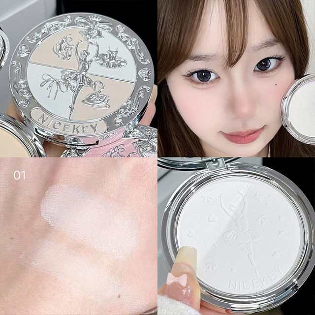 NICEKEY Pink Ballet Face Pressed Powder, mattes Gesichts-Make-up, Damen - Bild 1