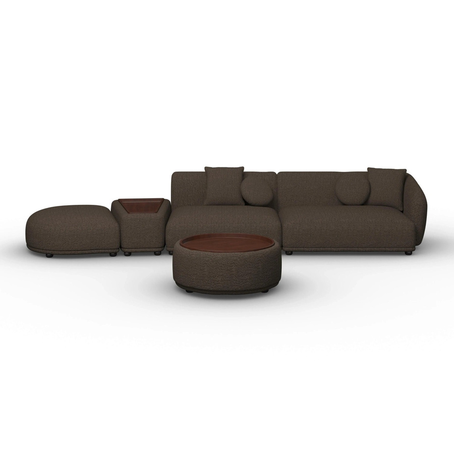 Bessagi Home Wohnlandschaft Kira Chenille Braun L-Form mit Sitzhöhe: 41 cm, Breite: 410 cm, Tiefe: 108 cm, Höhe: 71 cm - Bild 2