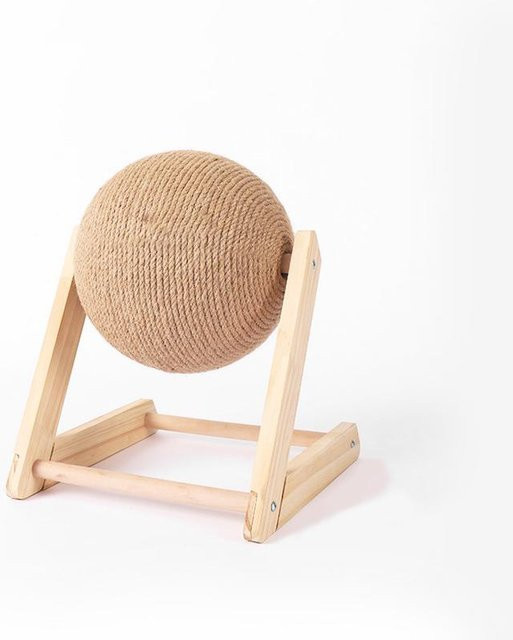 Yiran Furniture Katzenkratzbaum aus Holz und Sisal mit integriertem Ballspielzeug in Dreiecksform - Bild 1