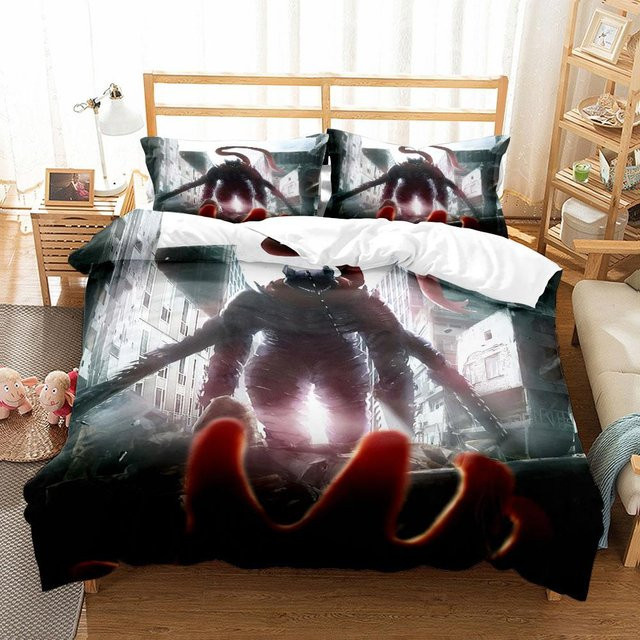 Wucifang Bags Kettensägenmann Anime Bettwäsche-Set aus Mikrofaser in Schwarz, B/H: 140 x 210 cm - Bild 1
