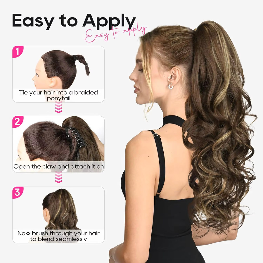 DinDong Haarverlängerungs-Ponytail, gewellt, geschichtet, Damen - Bild 3