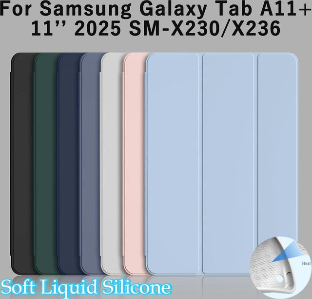 Dreifach faltbare Standhülle aus PU und TPU für Samsung Galaxy Tab A11 A9 S11 S10 Lite Plus S9 FE S8 S7 in Schwarz oder Weiß - Bild 1
