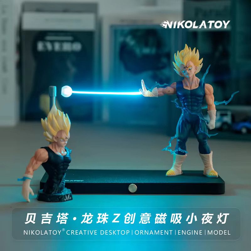 NIKOLATOY Dragon Ball Vegeta Magnetisches Nachtlicht-Set mit LED-Schreibtischlampe und Halbkörperstatue - Bild 3