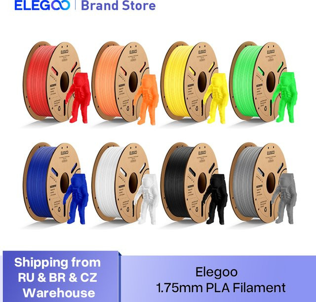 ELEGOO PLA Filament 1,75mm für FDM 3D-Drucker, Schwarz - Bild 1
