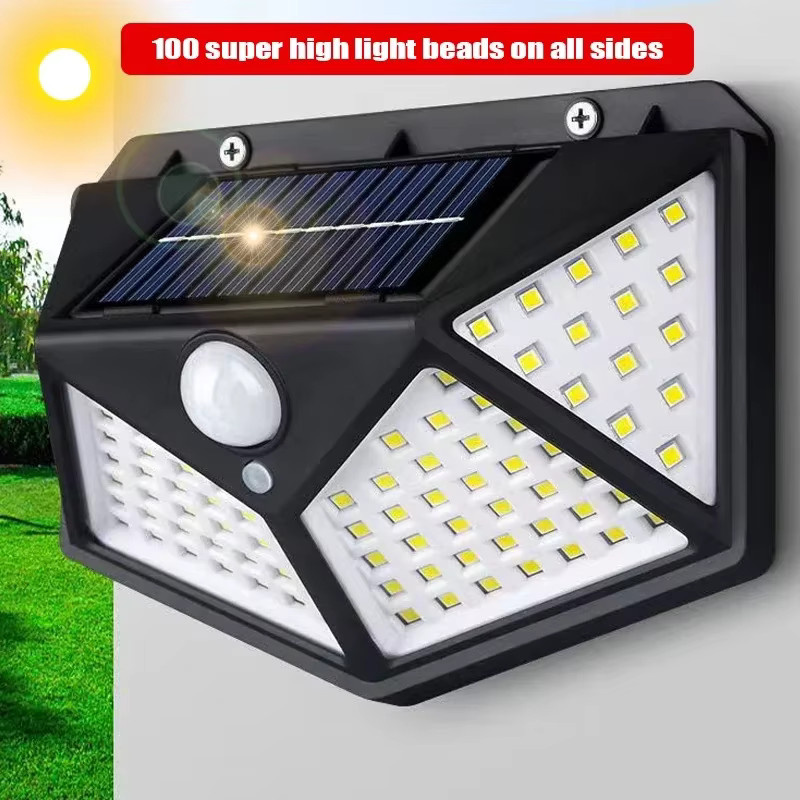 ESMARTER Solar-Wandleuchte mit 100 LED und Bewegungssensor, 4-seitig leuchtend, Schwarz, Modernes Design für Garten und Außenbereich - Bild 2