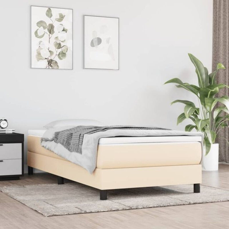 Vidaxl Boxspringbett mit Matratze aus Stoff in Beige und Weiß, B/T/H: 80 x 200 x 25 cm - Bild 1