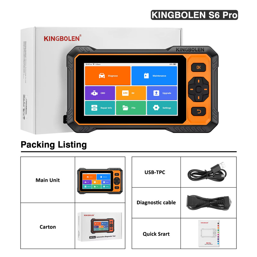 Kingbolen S6 Pro OBD2 Scanner Diagnosegerät mit Vollsystem und 20 Restfunktionen in Schwarz - Bild 5