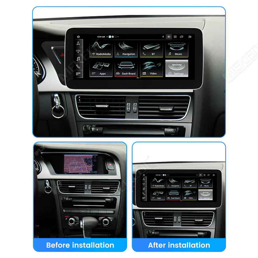 MEKEDE Multimedia-Autoradio mit 10,25 Zoll Display, 8-Kern-System, Carplay, Android Auto und GPS für Audi A5 S5 B8 A4 A4L S4 (2009-2017), Schwarz - Bild 2