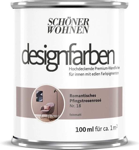 Schöner Wohnen Designfarbe Romantische Pfingstrose, Pink/Rot, 100 ml - Bild 1