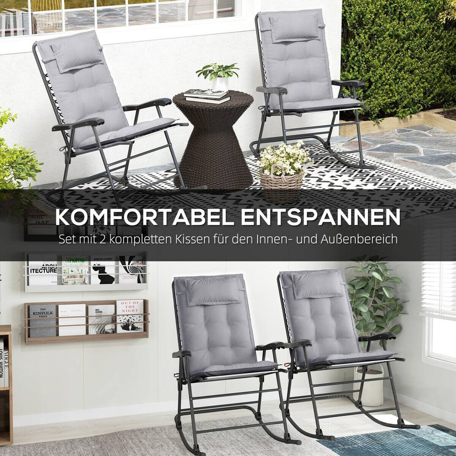 2er Set Outsunny Liegenauflagen aus Polyester, wasserabweisend und UV-beständig, Hellgrau, B/H/L: 50 x 5 x 116 cm - Bild 4