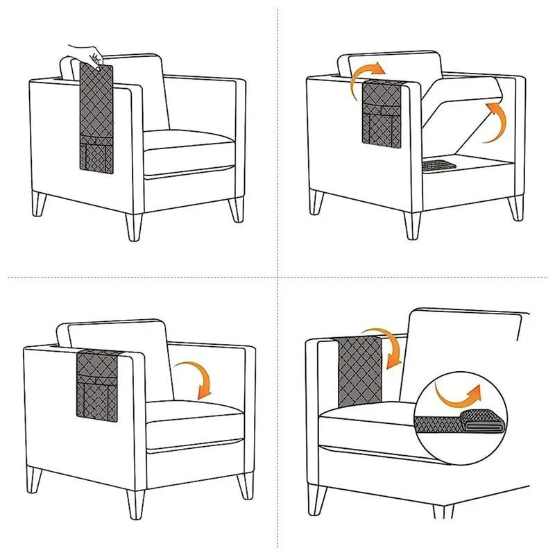 Wasserabweisende Sofa-Armlehnen-Aufbewahrungstasche von Household supplies MH in Grau, Doppeltasche als Seitenschutz für dein Sofa, B/H: 50 x 90 cm - Bild 3