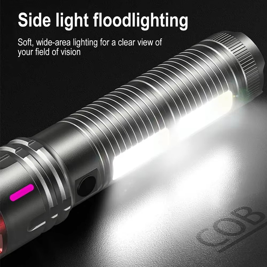 BORUiT LED Zoom Taschenlampe mit 3000 Lumen und 1000m Long Throw, Typ-C wiederaufladbar, wasserdicht, mit Power Bank Funktion für Outdoor und Camping - Bild 3