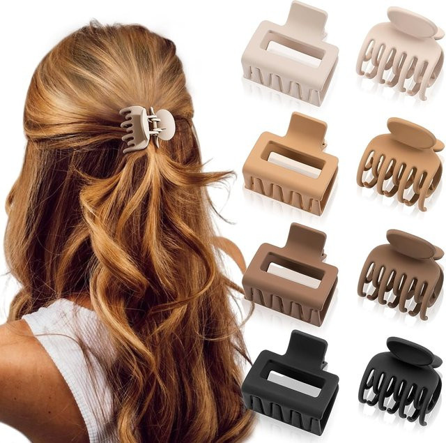 Haarspangen Damen, 8 Stück, Matt, Rechteckig, 5 cm & 4 cm - Bild 1